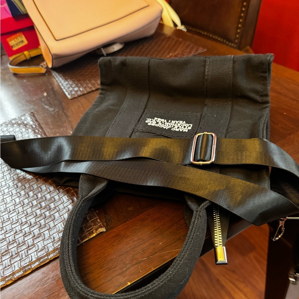 Mini black canvas authentic Marc Jacobs tote. Dimensions 9.5” x 9” x 4”